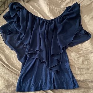 Off the shoulder royal blue shirt